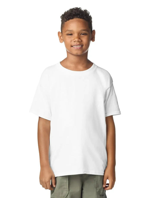 White Gildan G5000B Heavy Cotton Youth T-Shirt